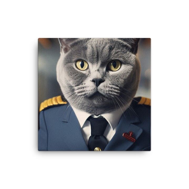 British Shorthair Pilot Canvas - PosterfyAI.com