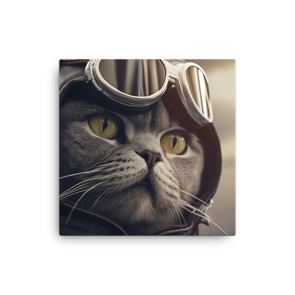 British Shorthair Pilot Canvas - PosterfyAI.com