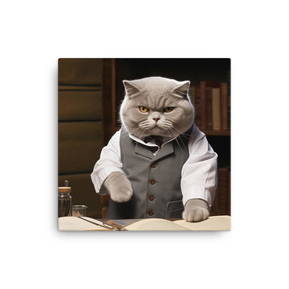 British Shorthair Pharmacist Canvas - PosterfyAI.com