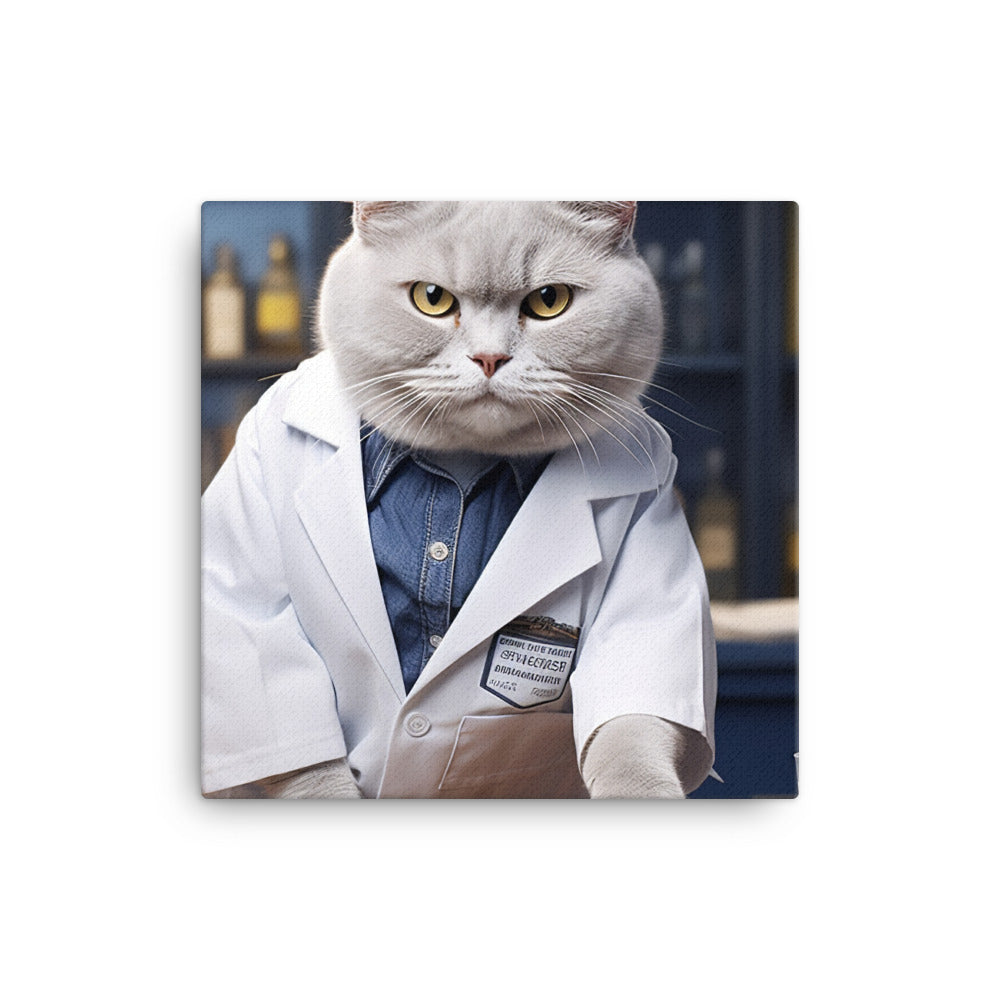 British Shorthair Pharmacist Canvas - PosterfyAI.com
