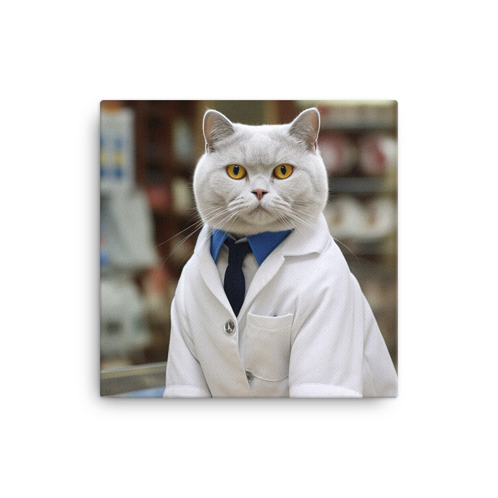British Shorthair Pharmacist Canvas - PosterfyAI.com