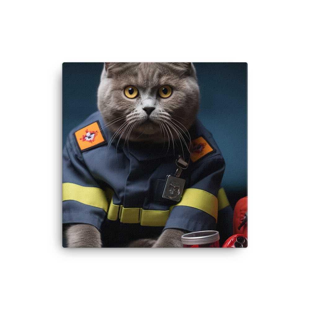 British Shorthair Paramedic Canvas - PosterfyAI.com