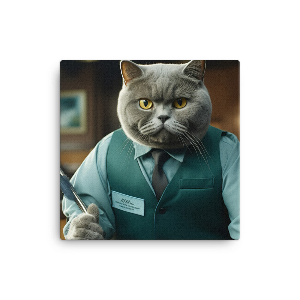 British Shorthair Janitor Canvas - PosterfyAI.com