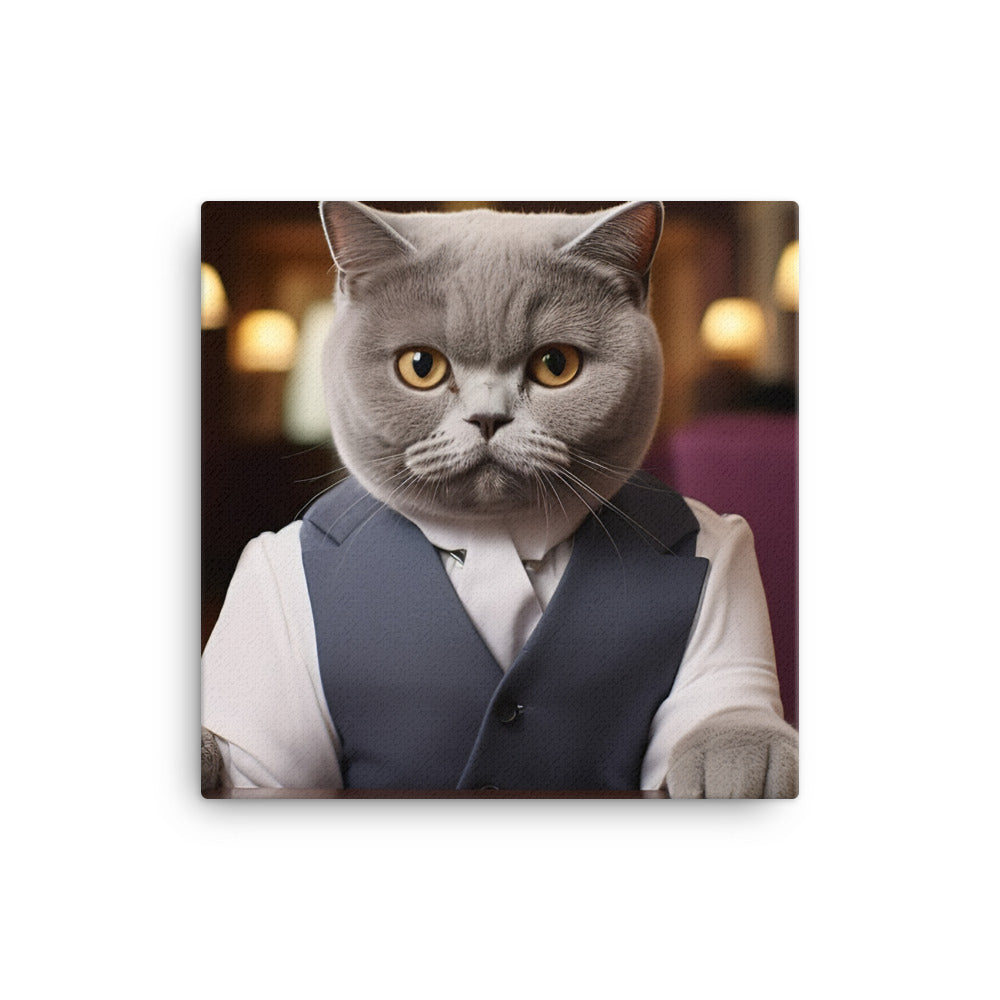 British Shorthair Hotel Staff Canvas - PosterfyAI.com
