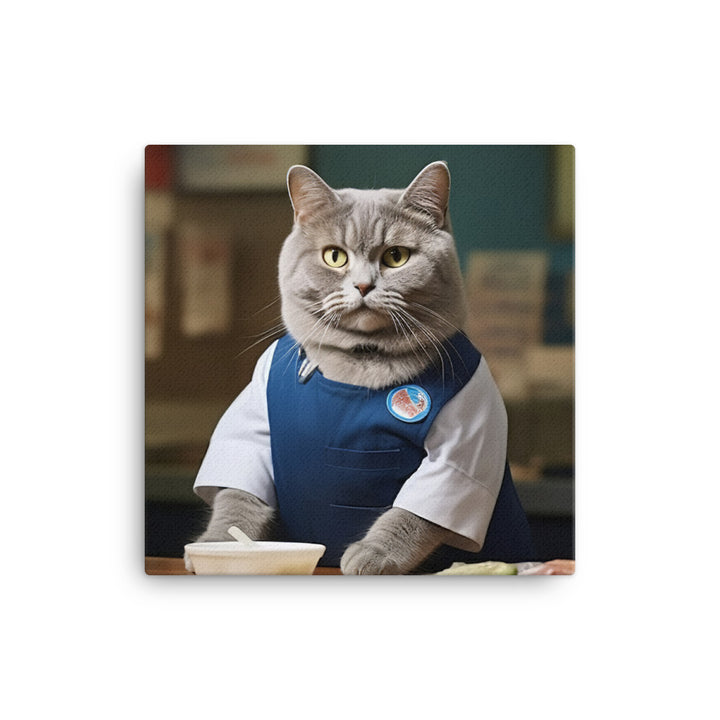 British Shorthair Fast Food Crew Canvas - PosterfyAI.com