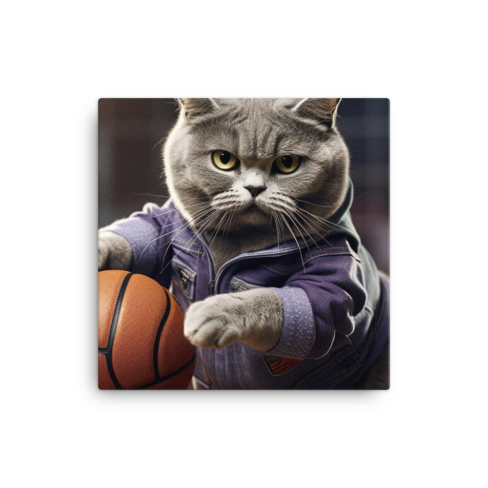 British Shorthair Basketball Player Canvas - PosterfyAI.com
