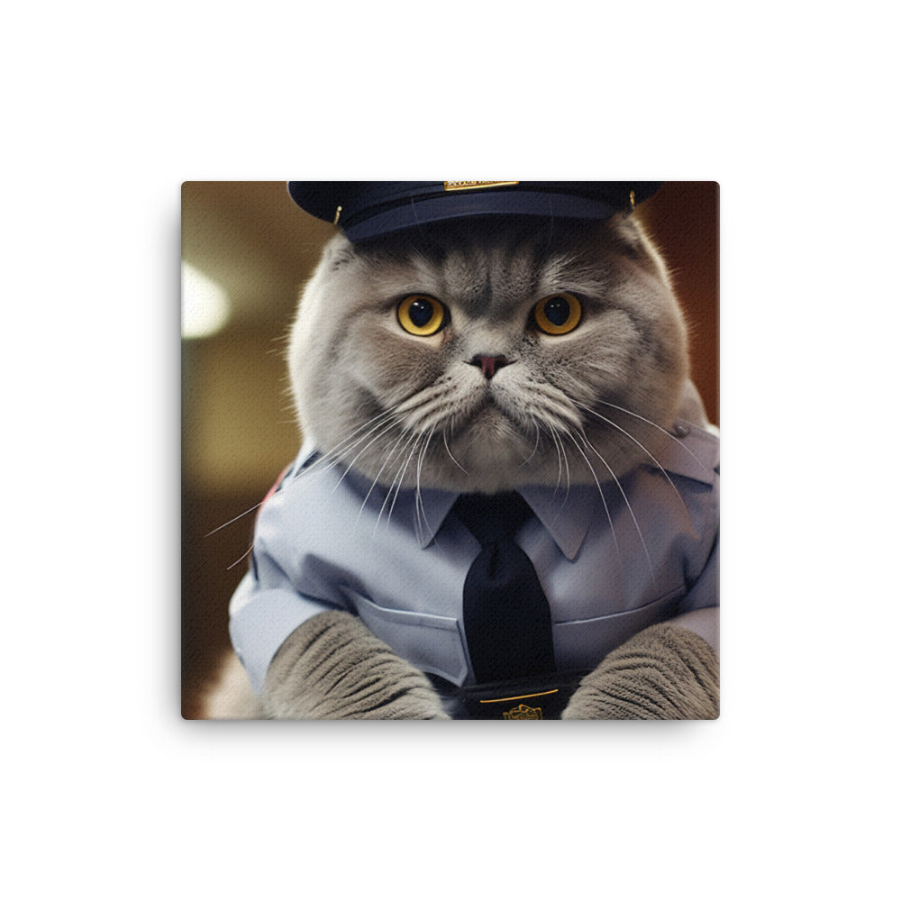 Scottish Fold Security Officer Canvas - PosterfyAI.com