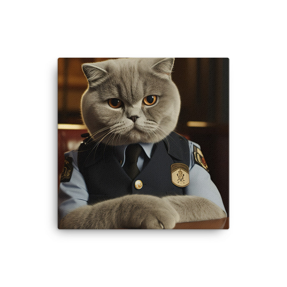 Scottish Fold Security Officer Canvas - PosterfyAI.com