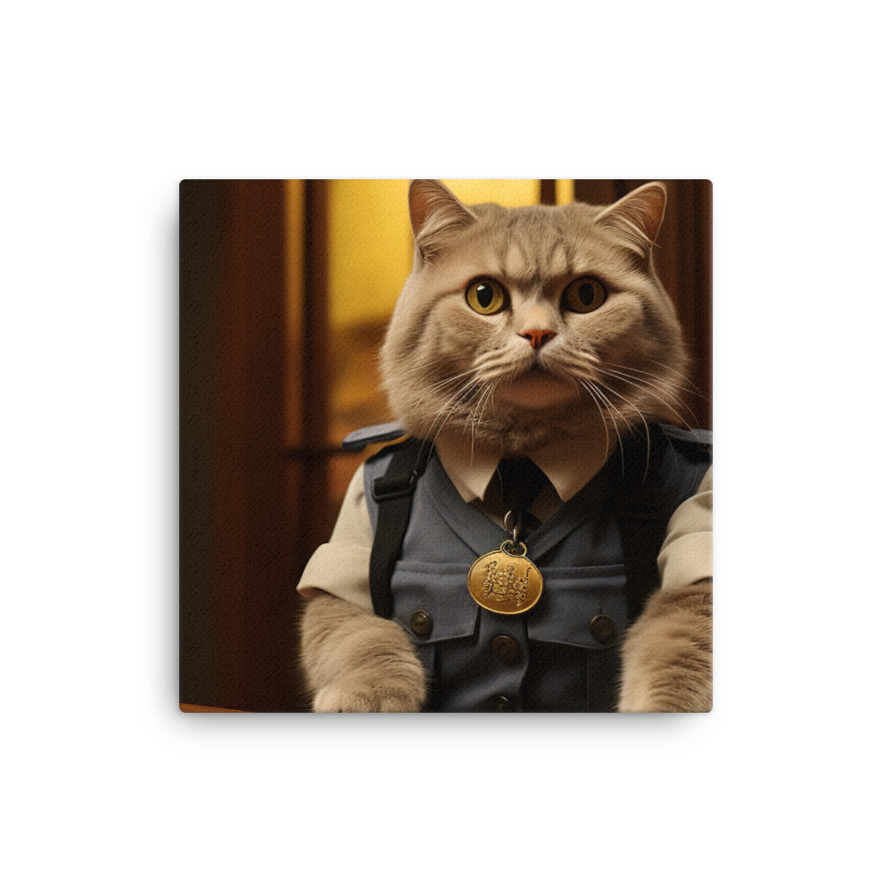 Scottish Fold Security Officer Canvas - PosterfyAI.com
