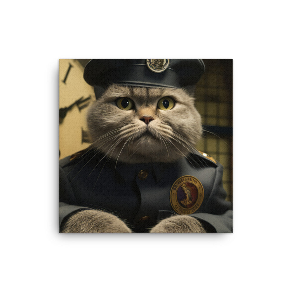 Scottish Fold Prison Officer Canvas - PosterfyAI.com