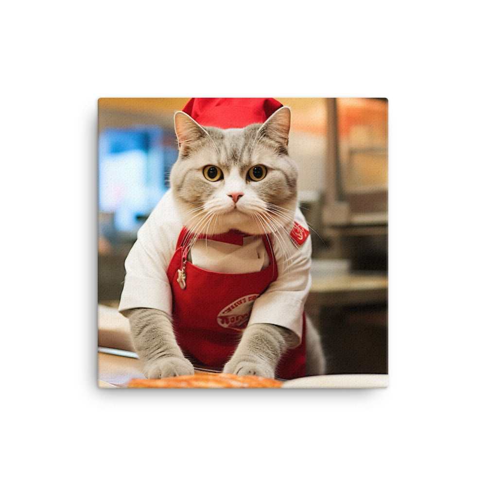 Scottish Fold Fast Food Crew Canvas - PosterfyAI.com