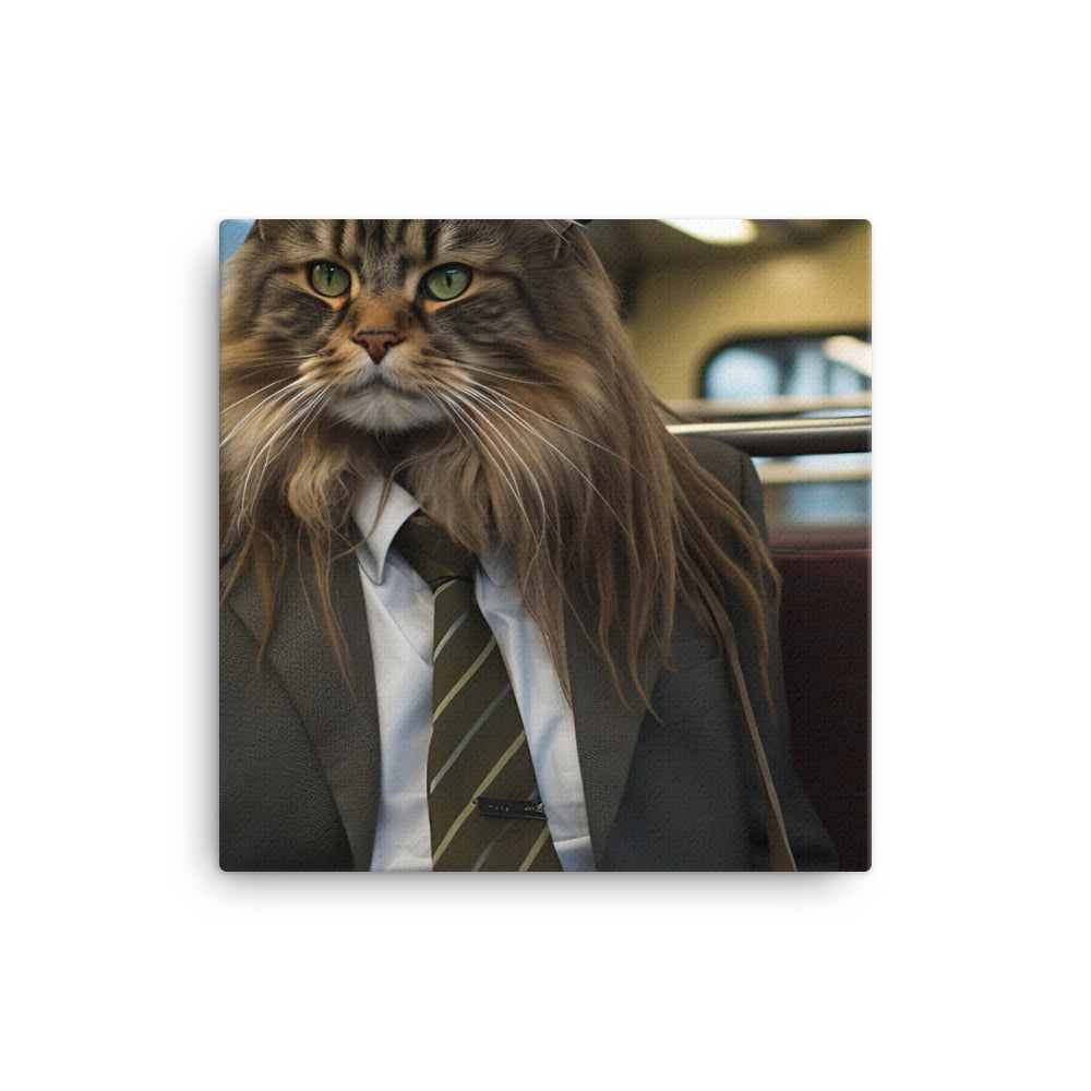 Maine Coon Transit Operator Canvas - PosterfyAI.com