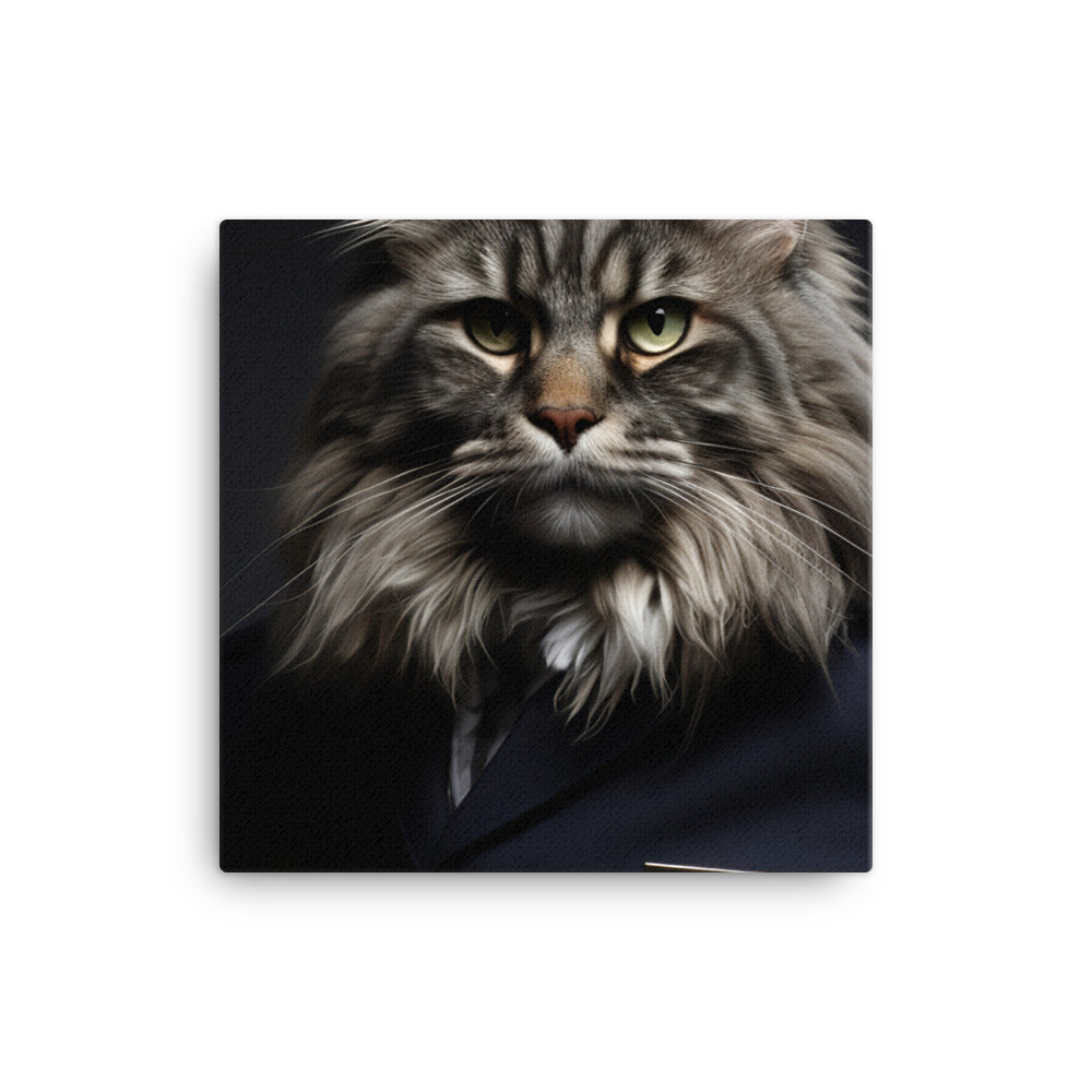 Maine Coon Security Officer Canvas - PosterfyAI.com