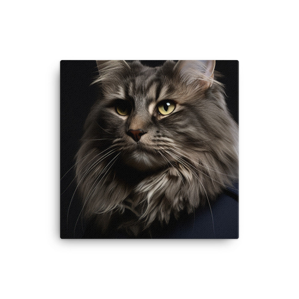 Maine Coon Security Officer Canvas - PosterfyAI.com