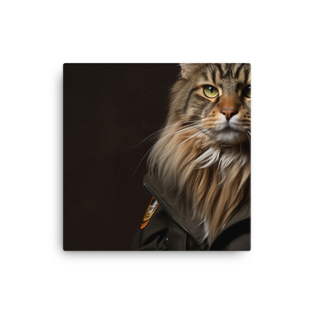 Maine Coon Security Officer Canvas - PosterfyAI.com