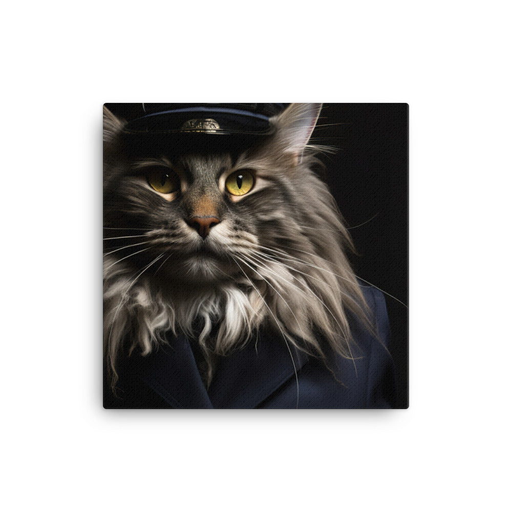 Maine Coon Security Officer Canvas - PosterfyAI.com