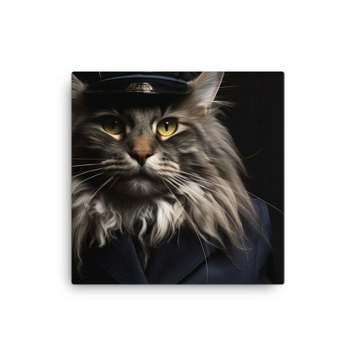 Maine Coon Security Officer Canvas - PosterfyAI.com