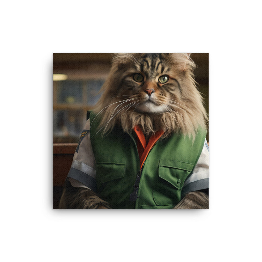 Maine Coon Janitor Canvas - PosterfyAI.com