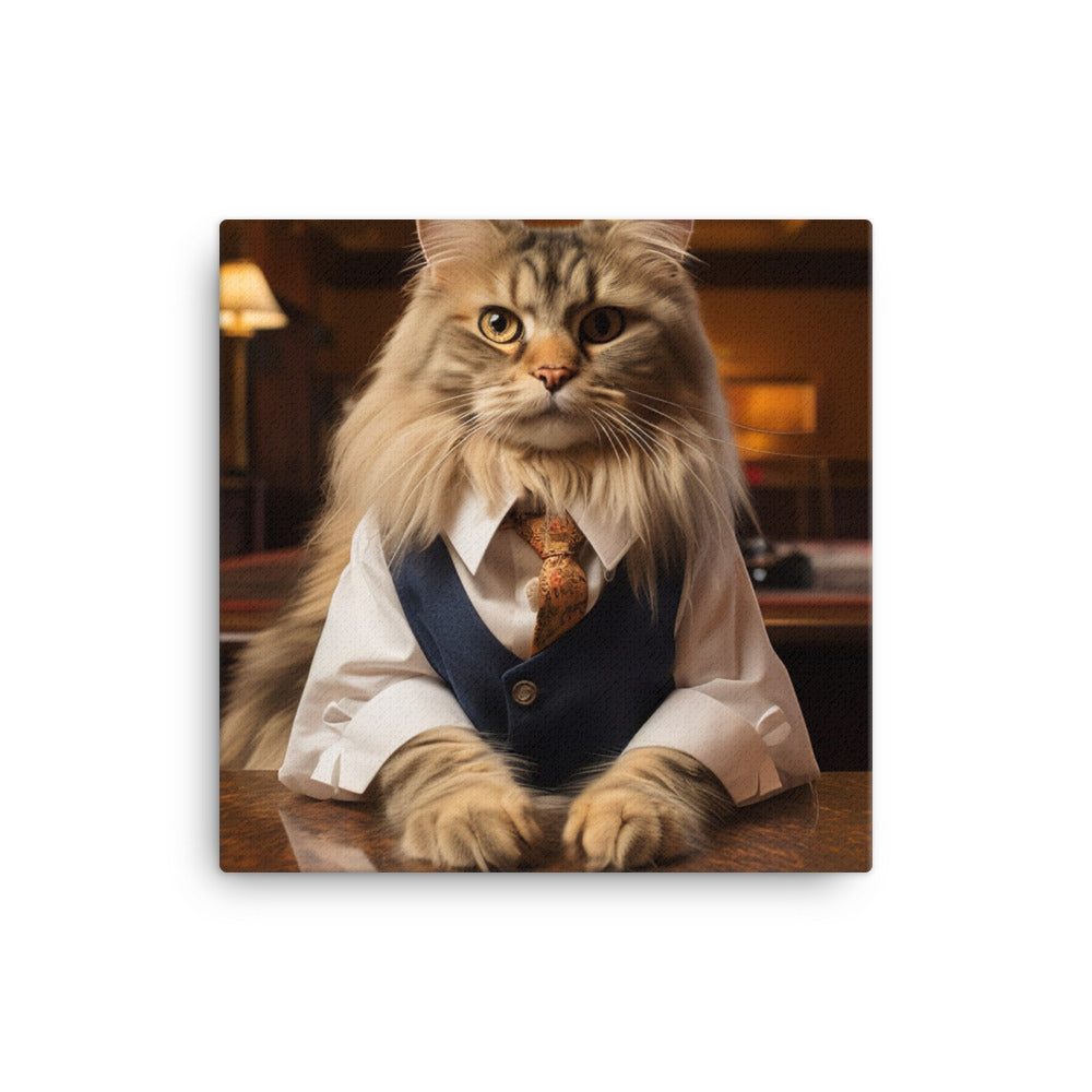 Maine Coon Hotel Staff Canvas - PosterfyAI.com