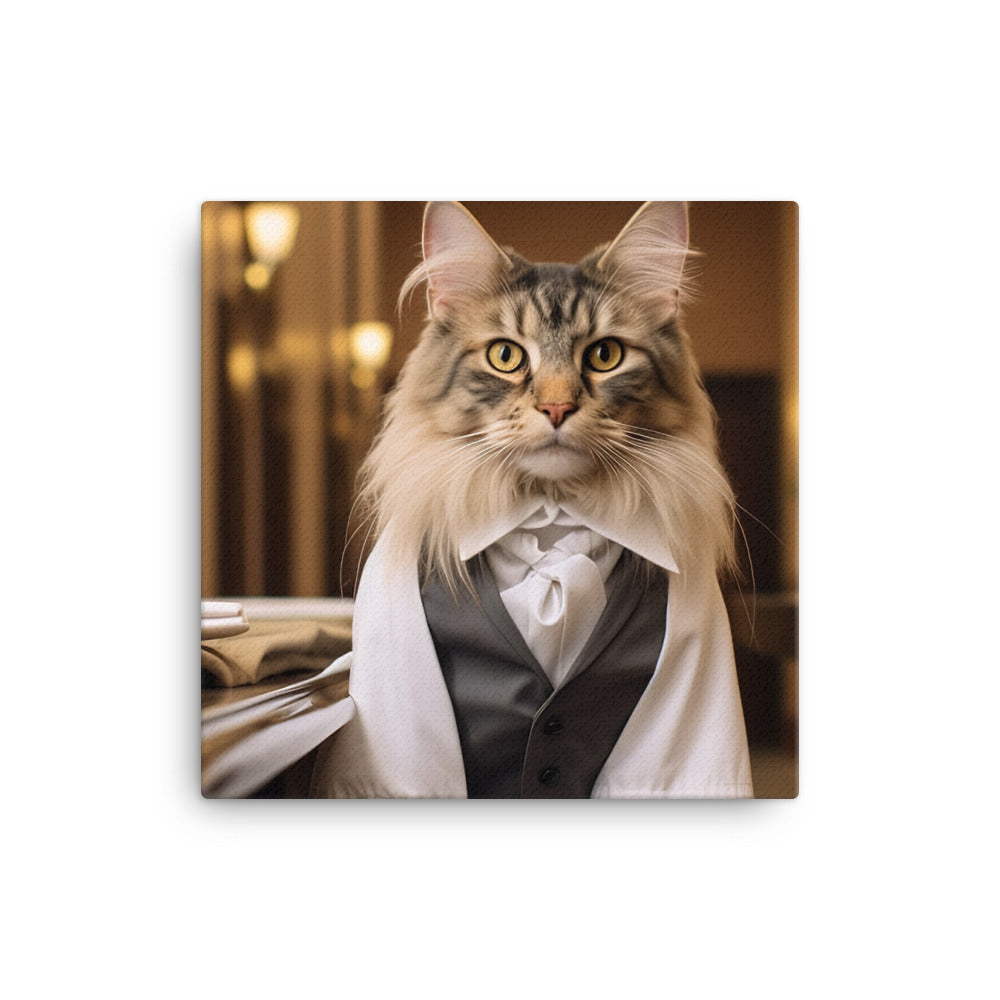 Maine Coon Hotel Staff Canvas - PosterfyAI.com