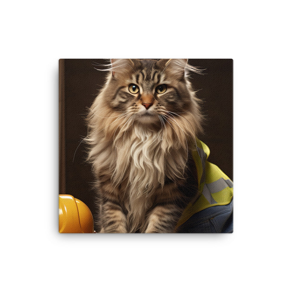 Maine Coon Contractor Canvas - PosterfyAI.com