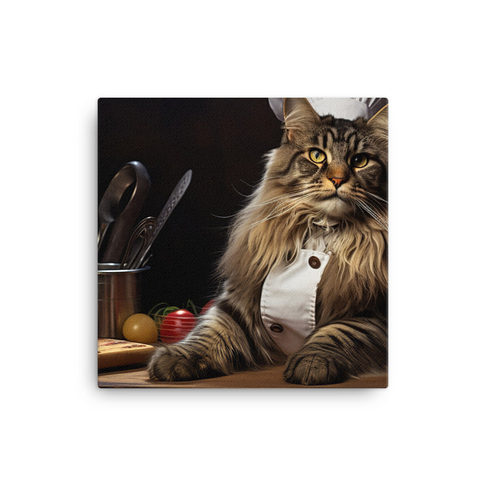 Maine Coon Chef Canvas - PosterfyAI.com