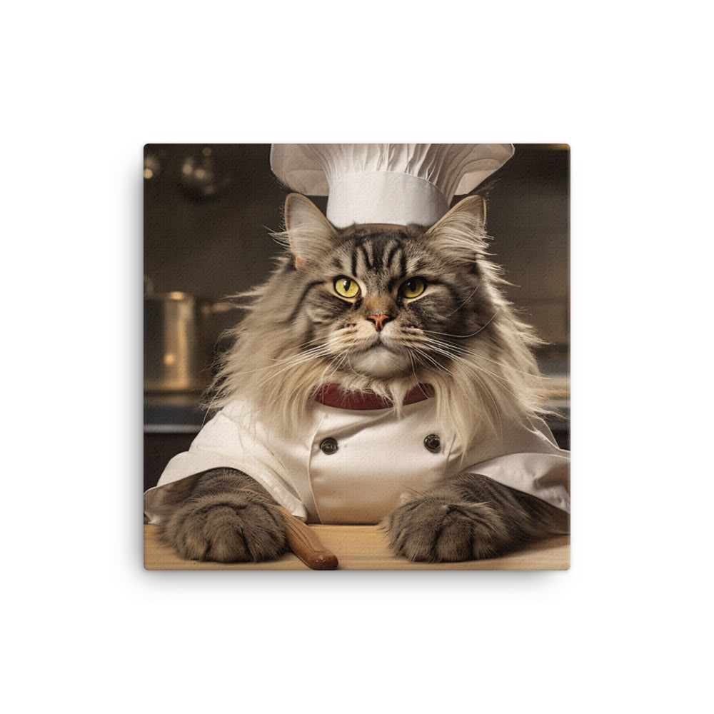 Maine Coon Chef Canvas - PosterfyAI.com