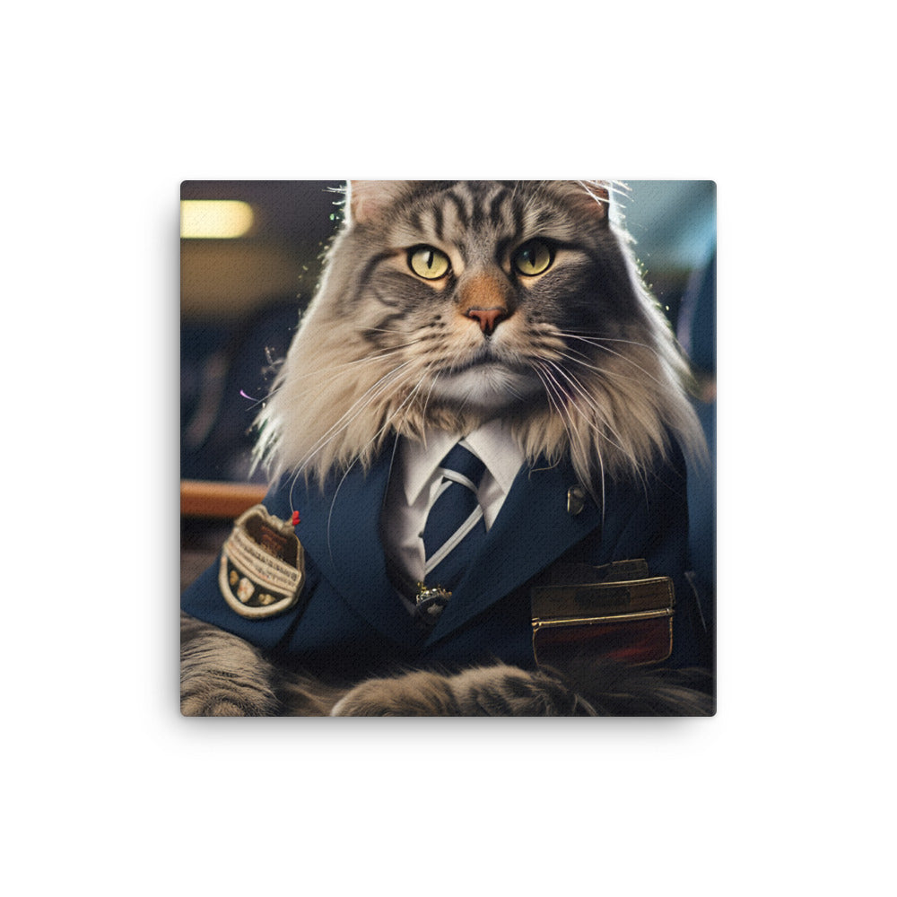 Maine Coon Pilot Canvas - PosterfyAI.com