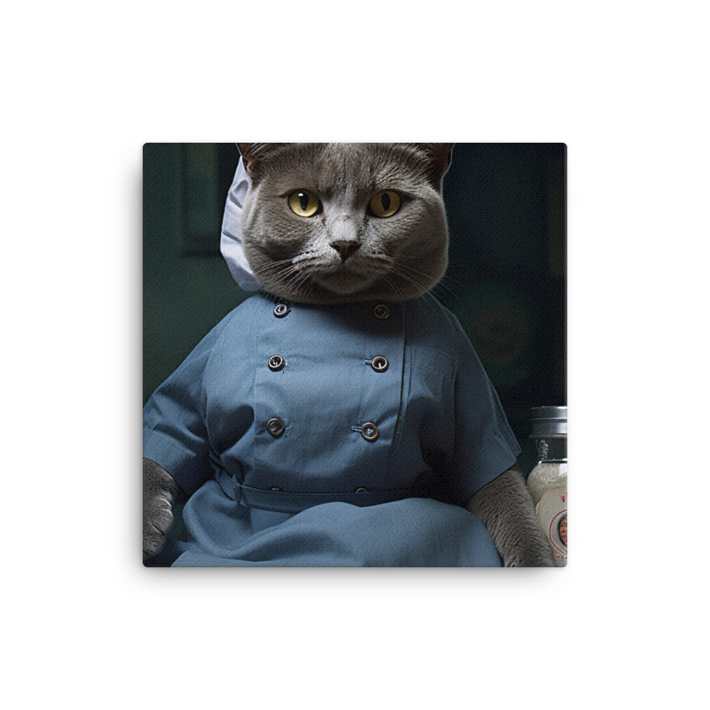 Russian Blue Nurse Canvas - PosterfyAI.com