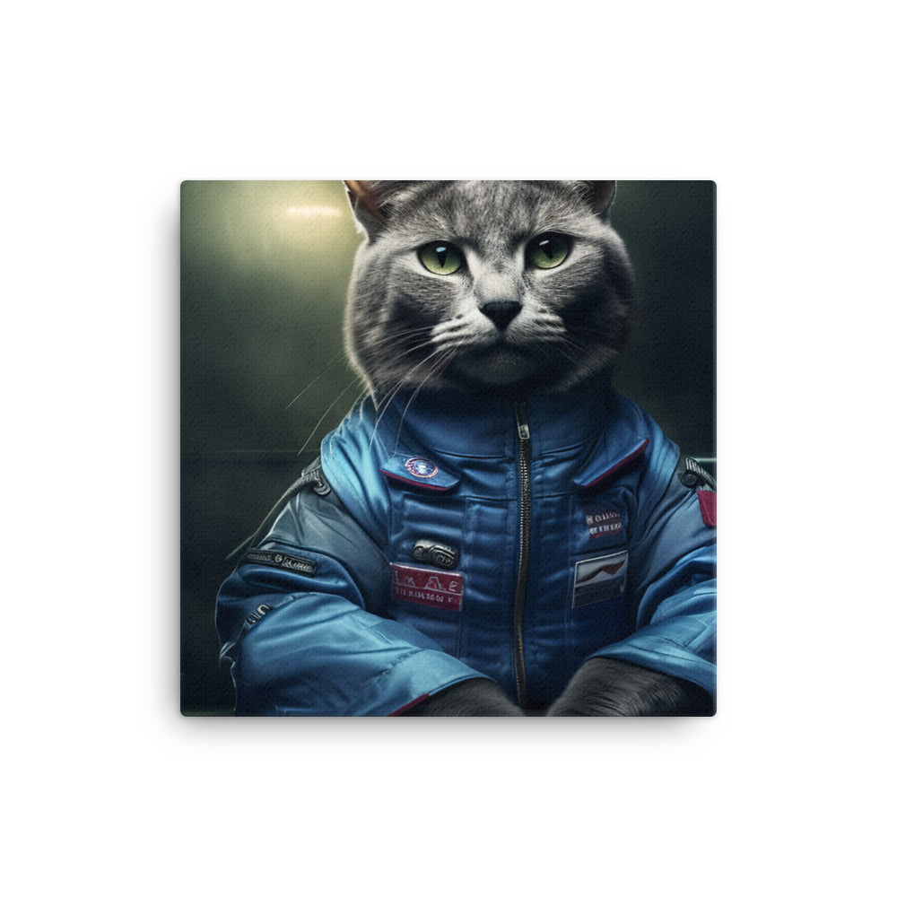 Russian Blue Motorsport Athlete Canvas - PosterfyAI.com