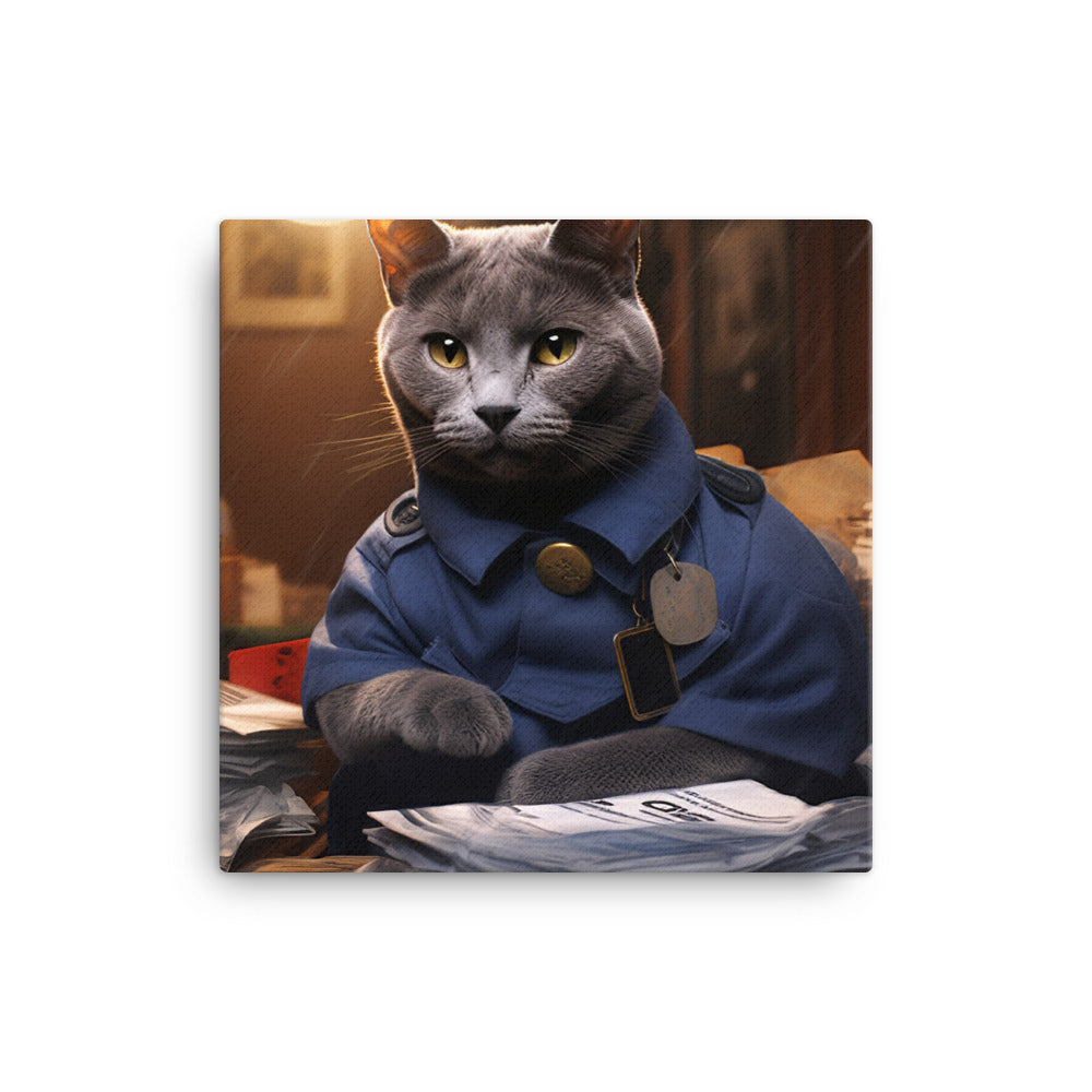 Russian Blue Mail Carrier Canvas - PosterfyAI.com