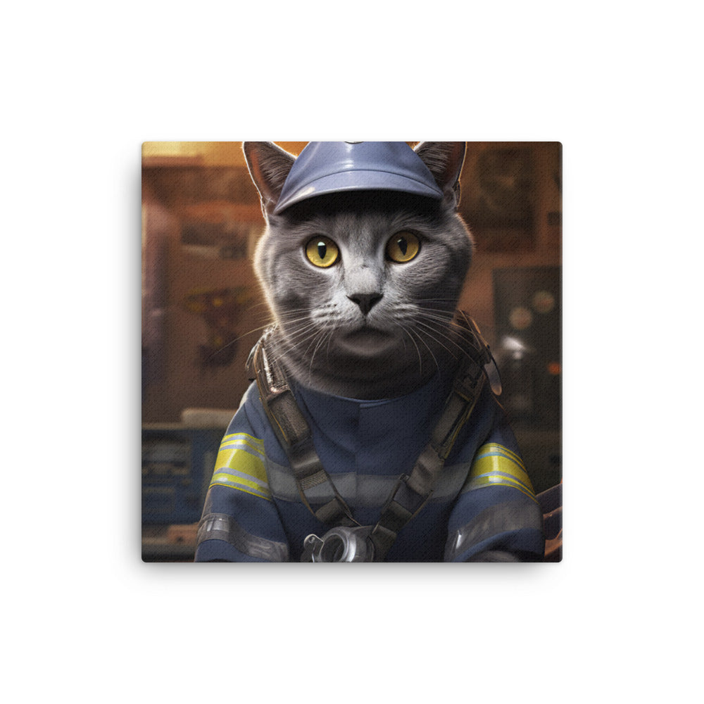 Russian Blue Firefighter Canvas - PosterfyAI.com