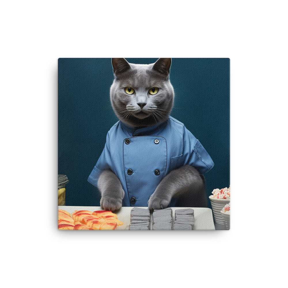 Russian Blue Fast Food Crew Canvas - PosterfyAI.com