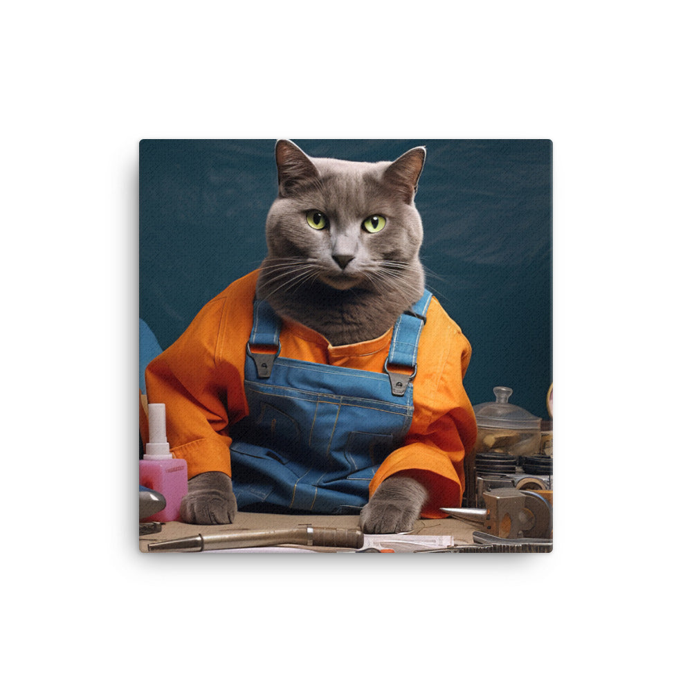 Russian Blue Contractor Canvas - PosterfyAI.com