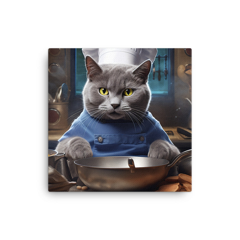 Russian Blue Chef Canvas - PosterfyAI.com