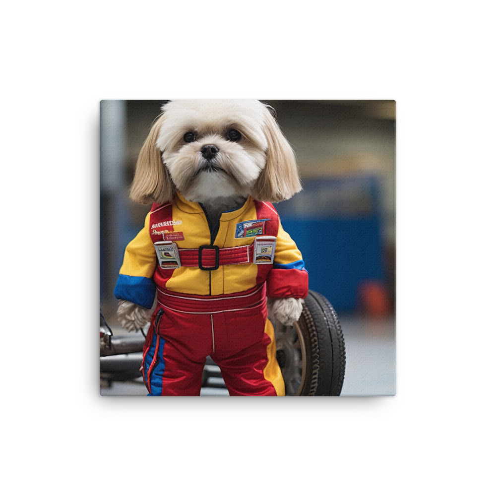 Lhasa Apso Motorsport Athlete Canvas - PosterfyAI.com