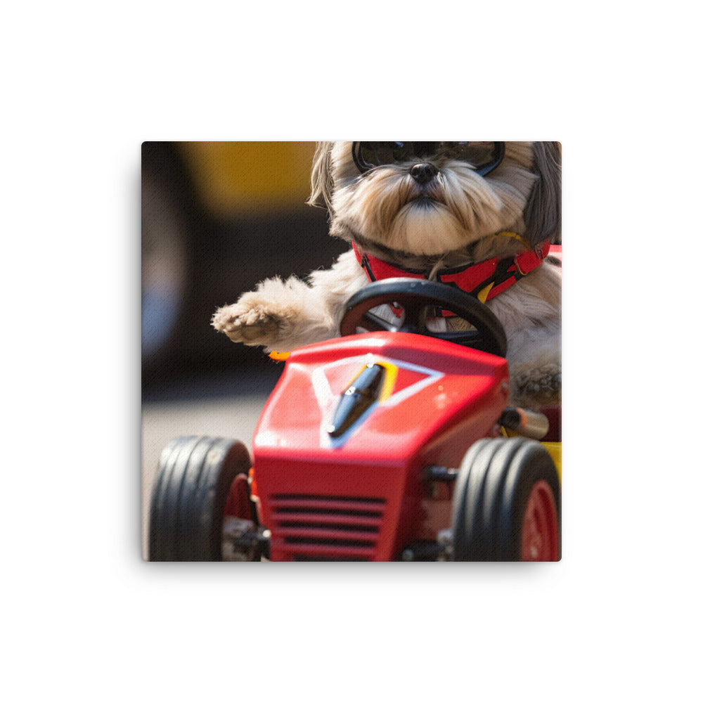 Lhasa Apso Motorsport Athlete Canvas - PosterfyAI.com