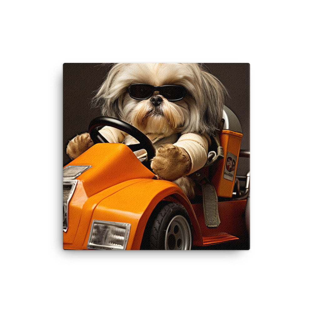 Lhasa Apso Motorsport Athlete Canvas - PosterfyAI.com