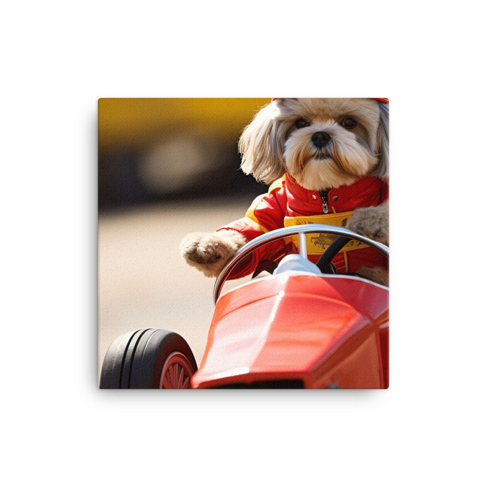 Lhasa Apso Motorsport Athlete Canvas - PosterfyAI.com