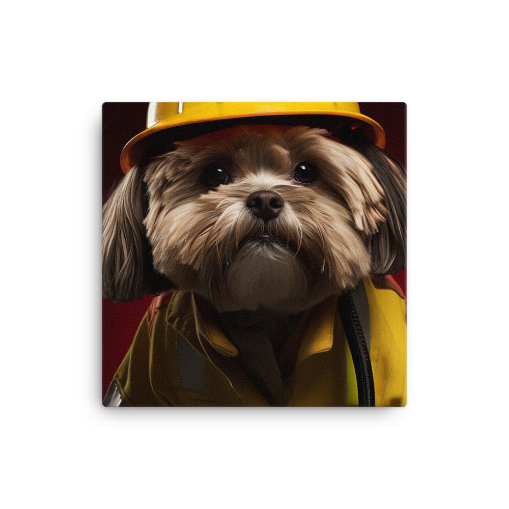 Lhasa Apso Firefighter Canvas - PosterfyAI.com