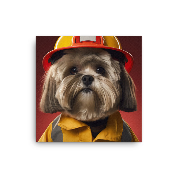 Lhasa Apso Firefighter Canvas - PosterfyAI.com