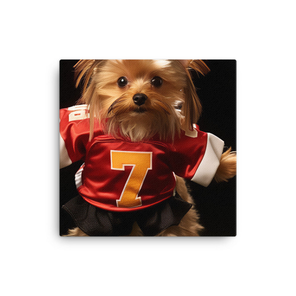 Yorkshire Terrier Football Player Canvas - PosterfyAI.com