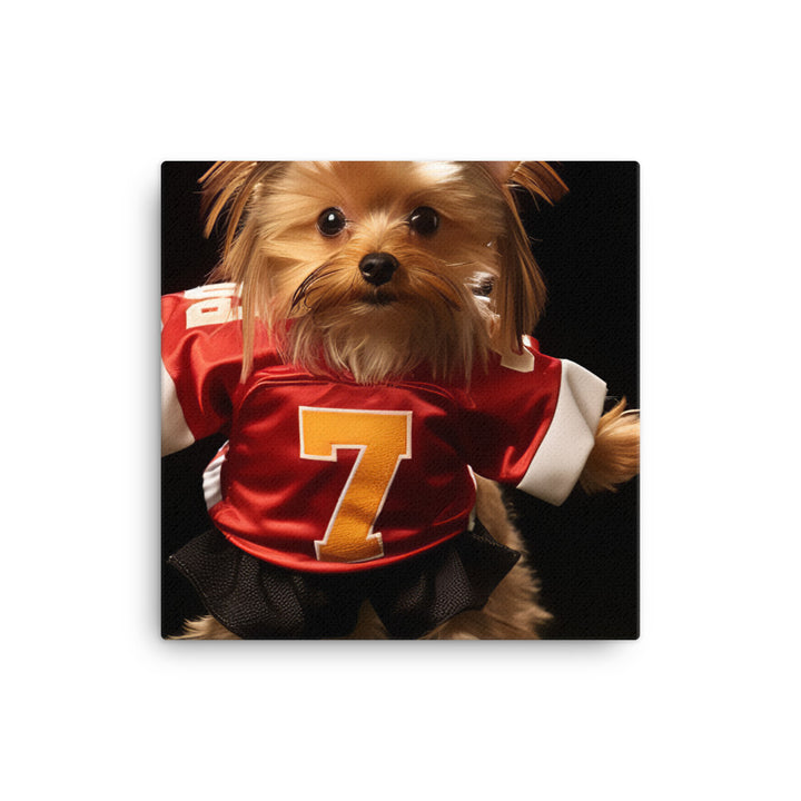 Yorkshire Terrier Football Player Canvas - PosterfyAI.com