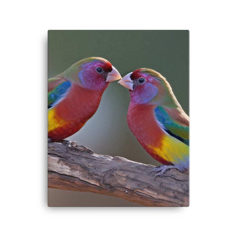 Rainbow Finches in the Wild Canvas - PosterfyAI.com