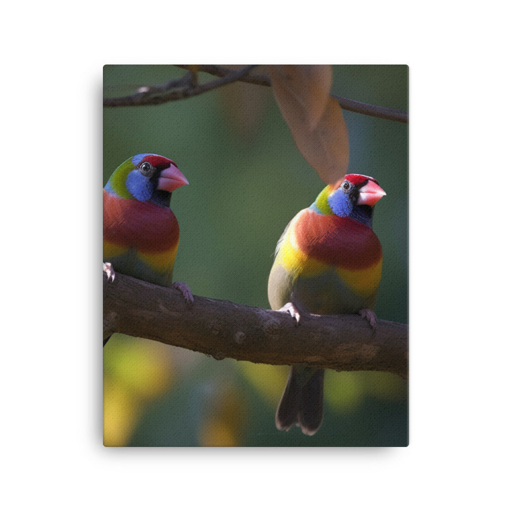 Rainbow Finches in the Wild Canvas - PosterfyAI.com