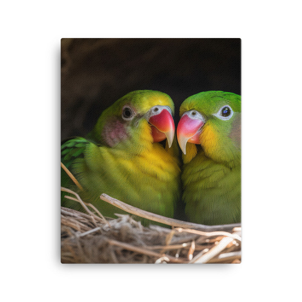 Lovebirds Nesting Canvas - PosterfyAI.com