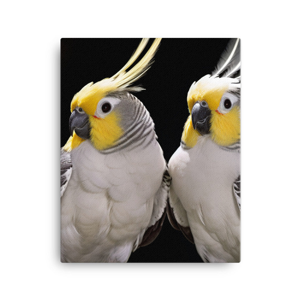 Graceful Cockatiels Canvas - PosterfyAI.com