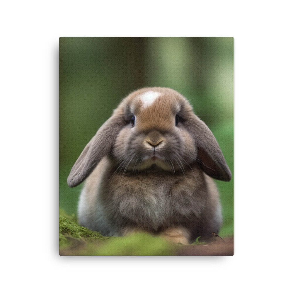 Serene Mini Lop Bunny in a Forest Canvas - PosterfyAI.com
