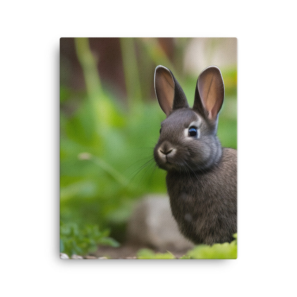 Netherland Dwarf in the Garden Canvas - PosterfyAI.com