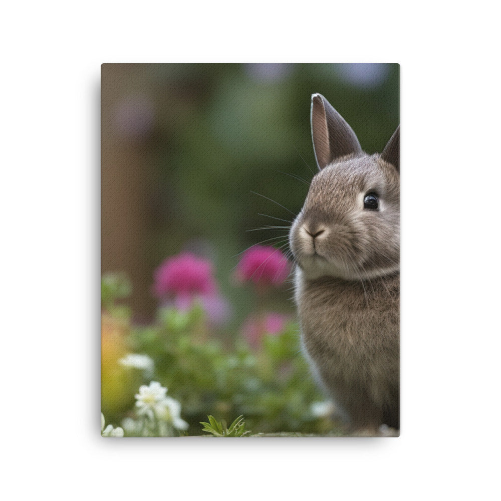 Netherland Dwarf in the Garden Canvas - PosterfyAI.com